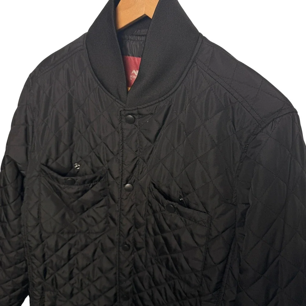Arizona Jean Mens Bomber Jacket M Quilted Black Snap Outdoor Rugged Fall Layer